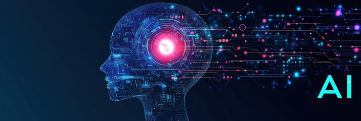 Innovative graphic layout showcasing artificial intelligence concepts and technology