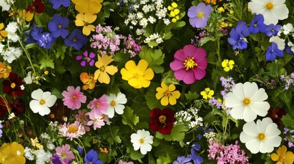 Beautiful colorful wild flowers in Spring.