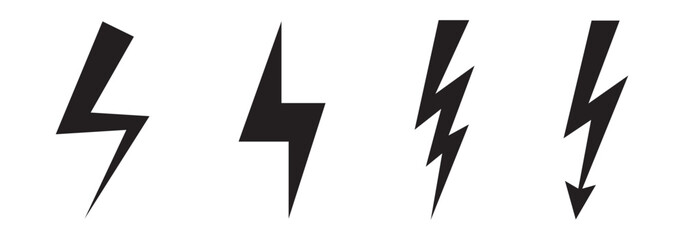 Lightning Vector Icon Set - Energy and Storm Design Collection