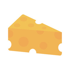 Vector illustration of a classic yellow cheese wedge with round holes, simple flat design perfect for food, dairy or ingredient-themed visuals