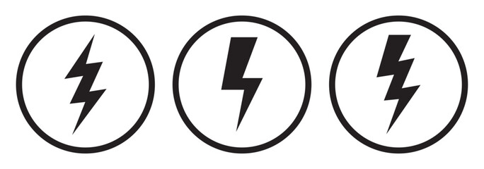 Lightning Vector Icon Set - Energy and Storm Design Collection