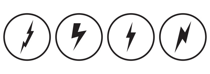 flash thunder power icon, flash lightning bolt icon with thunder bolt - Electric power icon symbol - Power energy icon sign in filled, thin, line, outline and stroke style for apps and website 