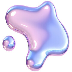 Colorful iridescent liquid droplets with smooth contours on a white background for design purposes