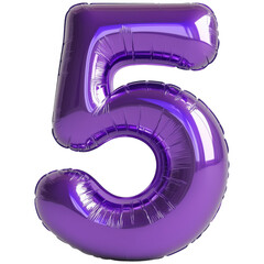 Vibrant purple number five balloon perfect for celebrations and birthday parties