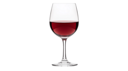 Glass of red wine with elegant reflections, fine dining and luxury lifestyle theme, isolated on a white background