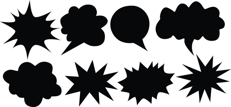 Comic Boom Silhouette Vector with Speech Bubbles for Vintage Inspired Artwork
