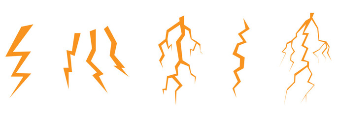 flash thunder power icon set. Flash lightning bolt symbol. Energy power sign