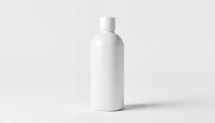 Minimalistic plastic bottle mockup on white background, product display