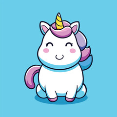 Fototapeta premium Cute Unicorn Meditation Cartoon Icon Illustration