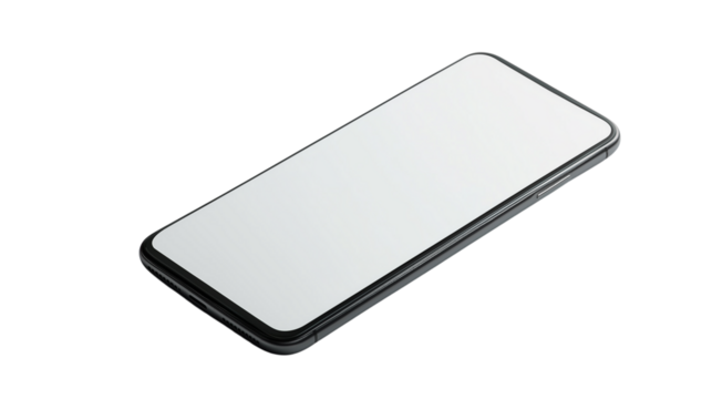 Modern smartphone with blank screen, futuristic mobile technology concept, isolated on a white background
