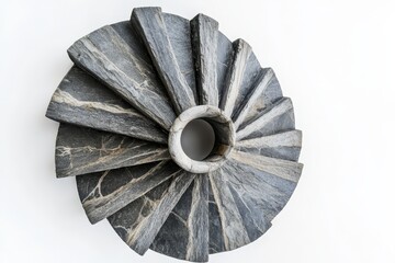 Obraz premium Spiral Staircase Design in Black Marble - A stunning view of a spiral staircase made from elegant black marble. This design symbolizes elegance, modernity, structure, art, and sophistication