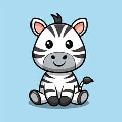 Fototapeta premium Cute Zebra Sitting Cartoon Icon Illustration