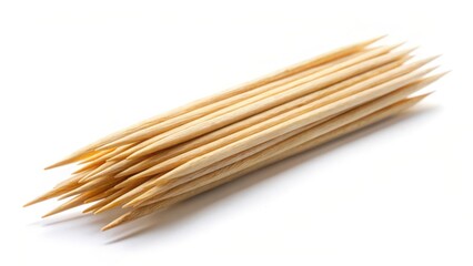 Wooden Toothpicks on White Background