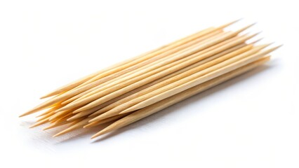 Wooden Toothpicks on White Background