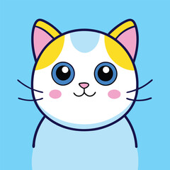 Obraz premium Cute Cat Face Logo Cartoon Icon Illustration