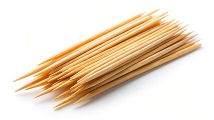 Wooden Toothpicks on White Background