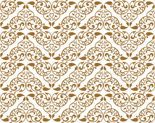 Seamless pattern decorative vintage, vector background, golden, iwallpaper, paper, wrapper, fabric, ornamental textile