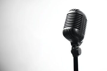 Fototapeta premium Vintage microphone on white background - A classic vintage microphone conveying artistry, music, performance, and communication, set against a clean white background