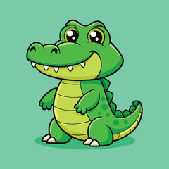 Fototapeta premium Cute Crocodile Waving Hand Cartoon Icon Illustration