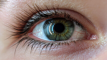 A close up of a person's eye with a green iris. generated using AI