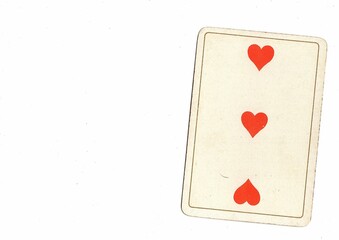 An antique playing card with space for copy or text on a white background.