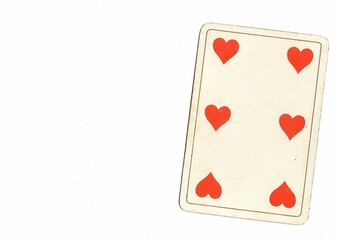 An antique playing card with space for copy or text on a white background.