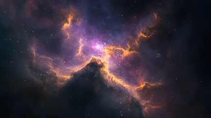 An irregular galaxy with distorted chaotic arms of gas and stars floating near a bright glowing nebula.