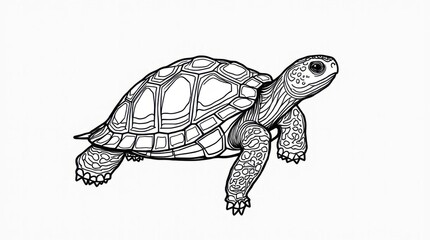 Fototapeta premium Line Art of Turtle with Patterned Shell