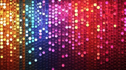 Obraz premium Vibrant colorful sequin wall with dazzling light reflections