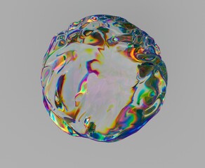 Captivating 3D illustration of a spherical, translucent form with vibrant, iridescent colors. This piece blends organic and futuristic aesthetics for a mesmerizing visual experience.