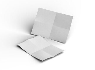 3d rendered image of a A4 bented sheet of a paper isolated on a transparent background
