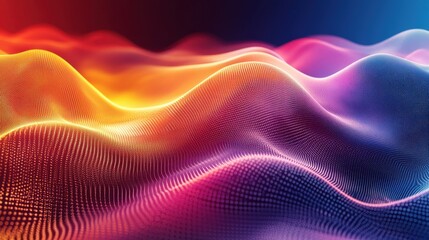 Fototapeta premium Colorful abstract digital wave with luminous gradient curves in vibrant spectrum