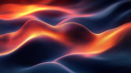 Obraz premium Glowing abstract waves with vibrant red and orange light effects