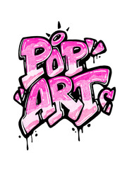 Pink Pop Art Street Text In Graffiti Style Hand Drawing illustration Isolated