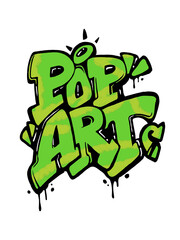 Green Pop Art Street Text In Graffiti Style Hand Drawing illustration Isolated