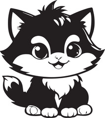 Black and White Cartoon Cat Clipart for Stickers & Prints