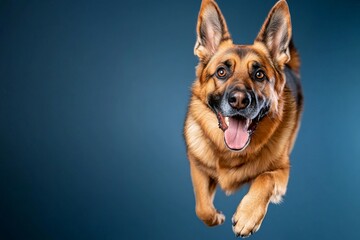 German Shepherd dog on colorful background