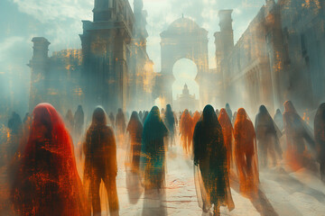 watercolor painting of the city