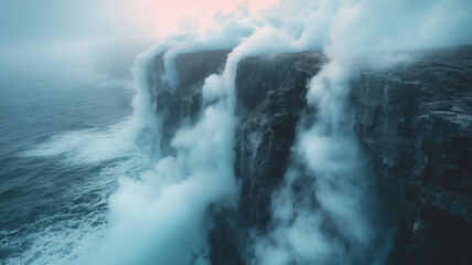 Fog permeates the mountain