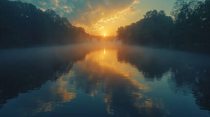 sunrise over the river