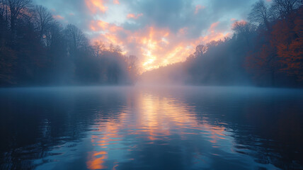 sunrise over the river