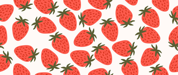 Vector seamless background. Minimalistic abstract fruit pattern. Modern strawberry print on light background. Perfect for textile design, screensavers, covers, cards, invitations and posters. © TA Sydoruk