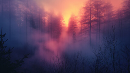 morning mist in the forest