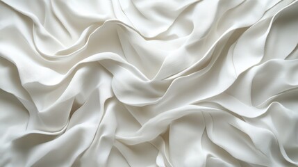 Obraz premium Close-up of luxurious white silk fabric with soft folds and elegant texture