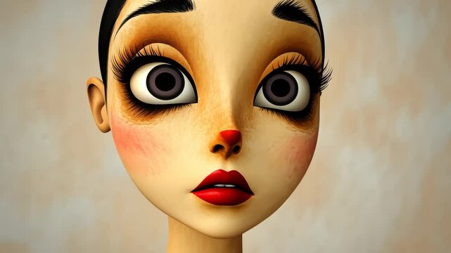 Expressive cartoon woman changing facial expressions and poses