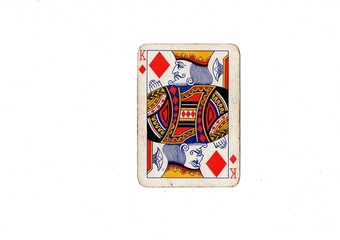 A vintage playing card centred in white space with room for copy or text.