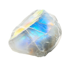 A Smooth Chunk of Moonstone with Iridescent Sheen Isolated on Transparent Background