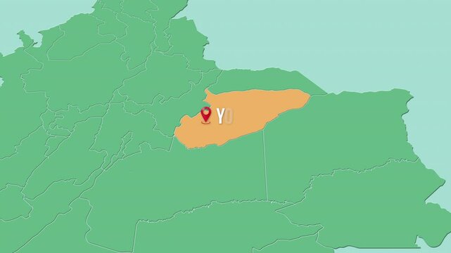 Mapa de Colombia con divisi&oacute;n pol&iacute;tica resaltando el estado Casanare con su capital Yopal.