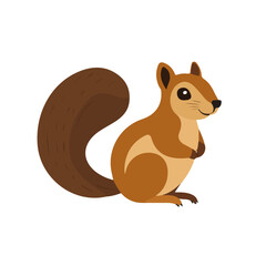 Minimalist flat illustration of a Squirrel, featuring a clean design isolated on a white background.

