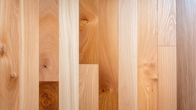 Patchwork wooden planks, multi tone wood texture, geometric arrangement of natural panels, warm rustic design, modern collage style, copy space for text, unique pattern

